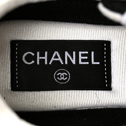 Chanel Mesh Suede Grained Calfskin Womens CC Sneakers 37 Black White 8 of 10