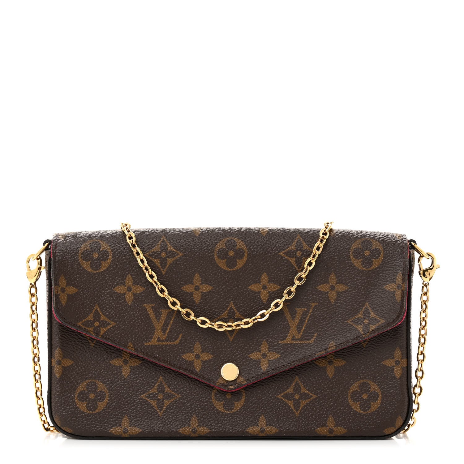 Louis Vuitton Monogram Pochette Felicie Chain Wallet Fuchsia 1 of 12