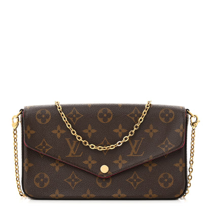 Louis Vuitton Monogram Pochette Felicie Chain Wallet Fuchsia 1 of 12