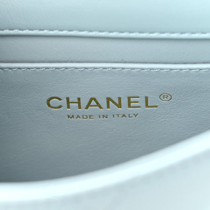 Chanel Lambskin Enamel Quilted Mini Pending CC Square Flap Light Blue 6 of 10