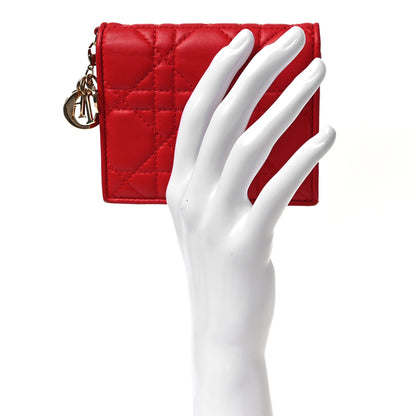 Christian Dior Lambskin Cannage Mini Lady Dior Wallet Red 2 of 8