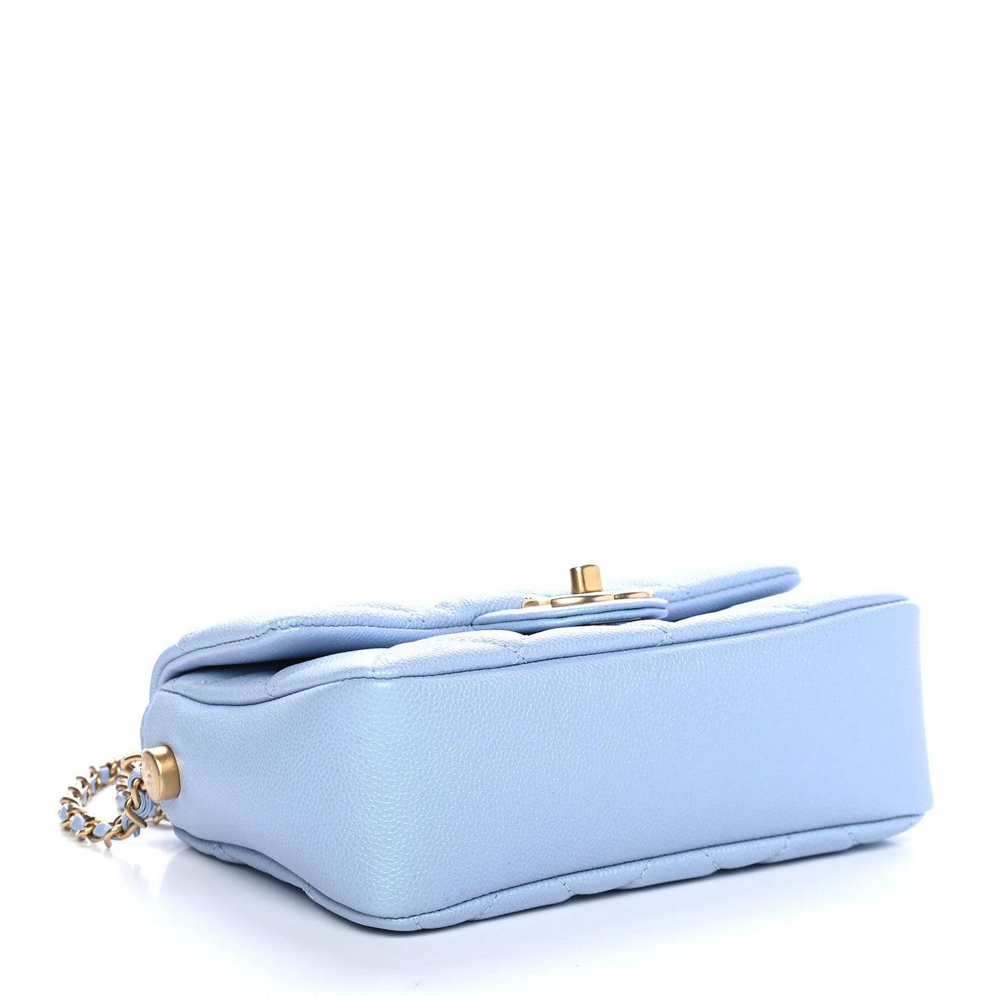 Iridescent Caviar Quilted Mini My Perfect Flap Light Blue