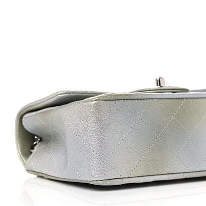 Chanel Metallic Goatskin Quilted Ombre Mini Rectangular Flap Grey Green 8 of 10