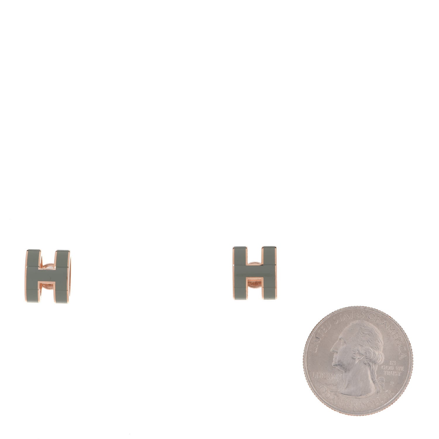 Hermes Rose Gold Lacquered Mini Pop H Earrings Jade 2 of 5