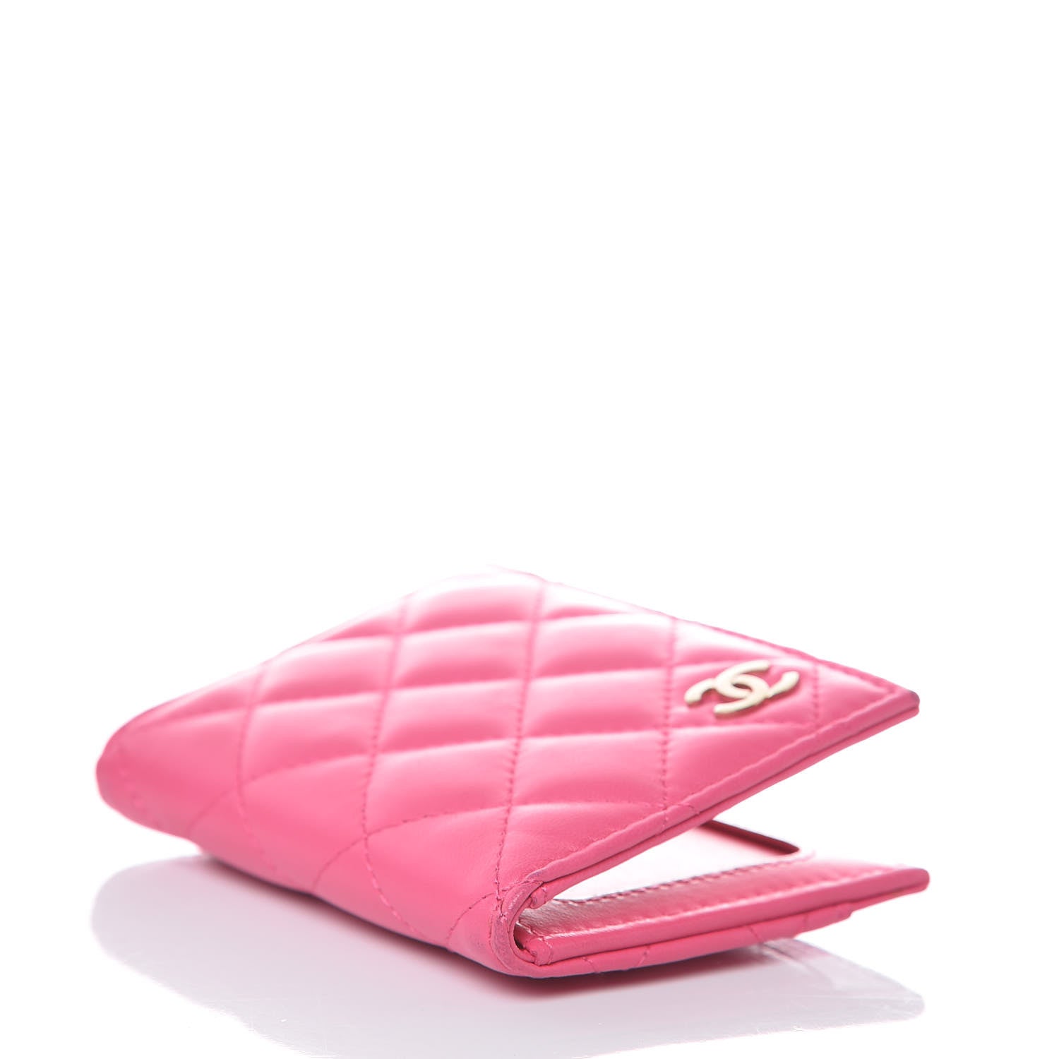 Chanel Lambskin Quilted Card Holder Wallet Fuchsia 4 of 10