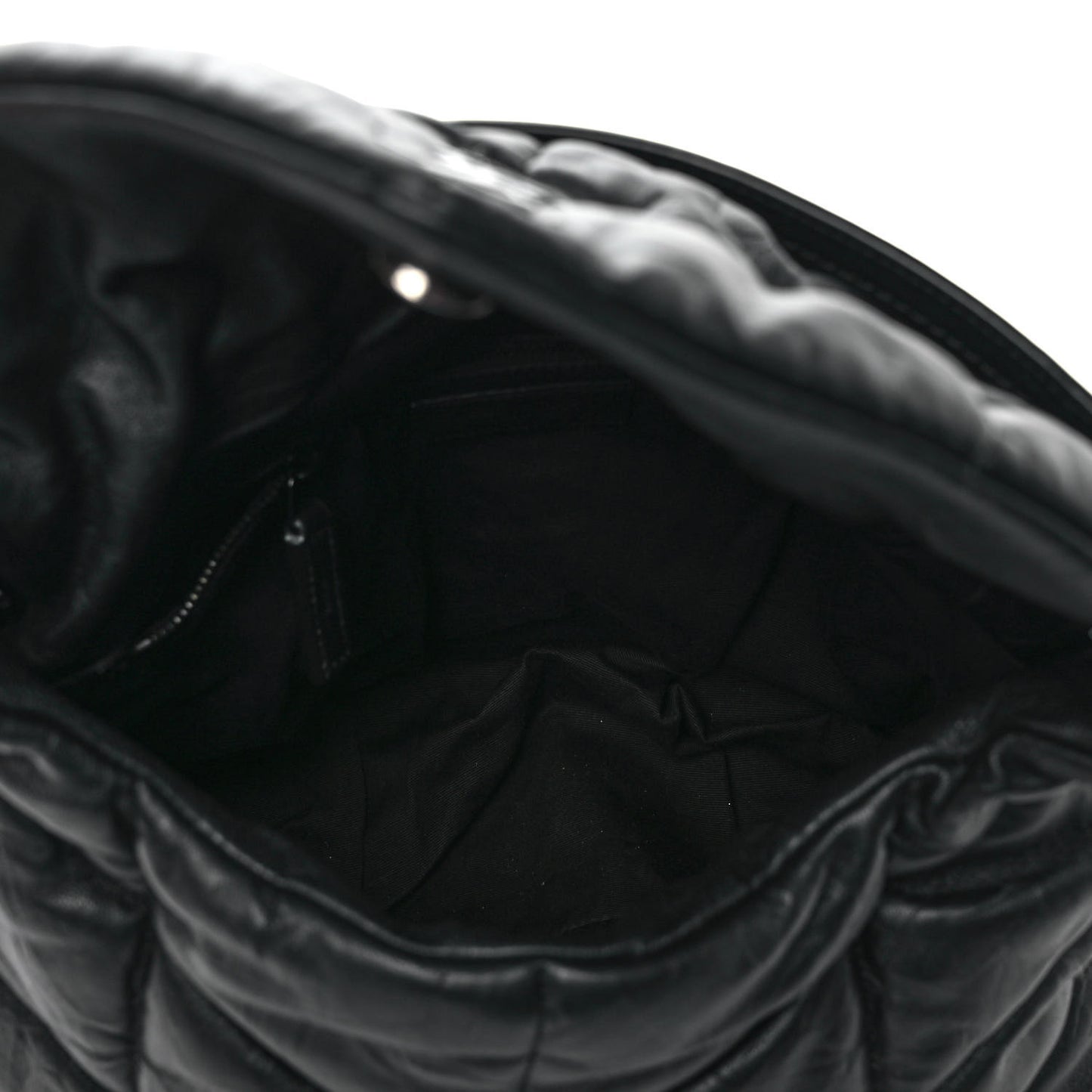 Lambskin Quilted Monogram Monochrome Medium Loulou Puffer Chain Satchel Black