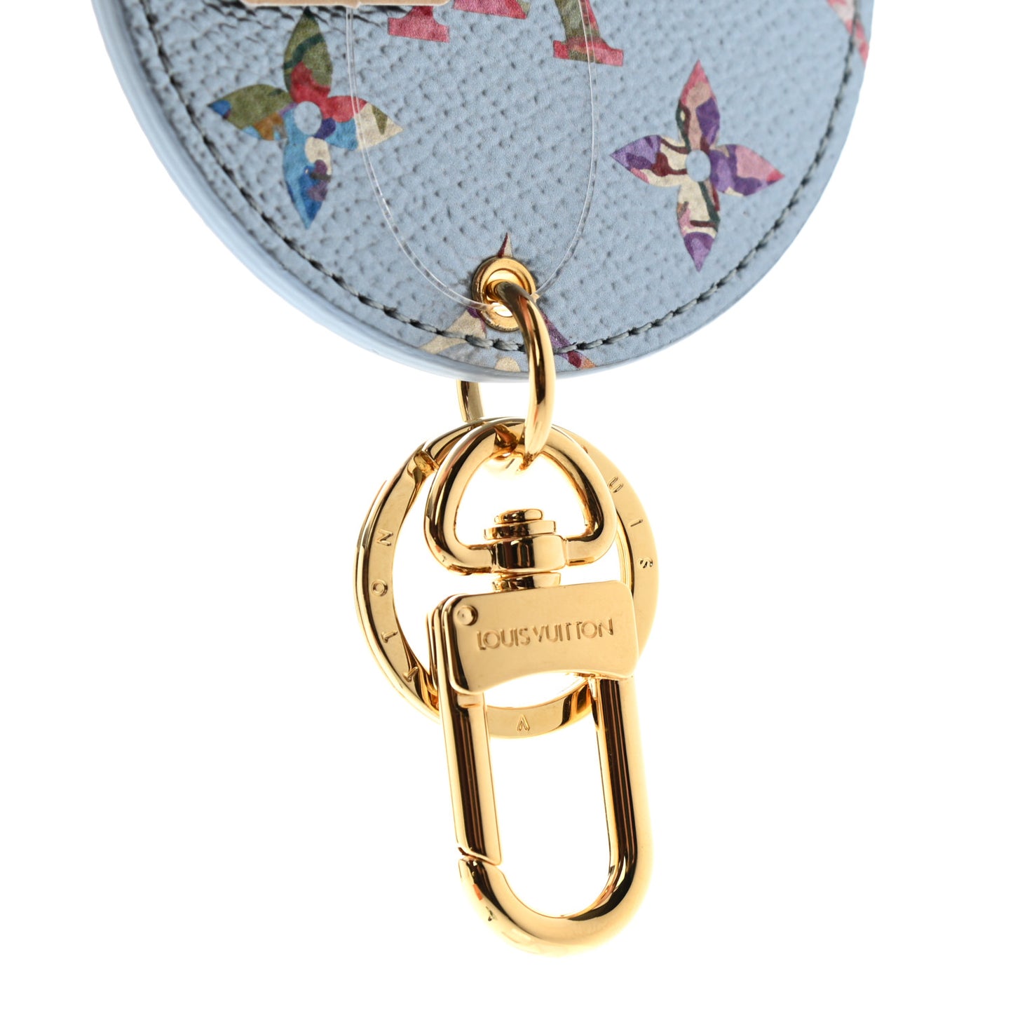 Metallic Monogram LV Garden Illustre Bag Charm Key Ring Blue