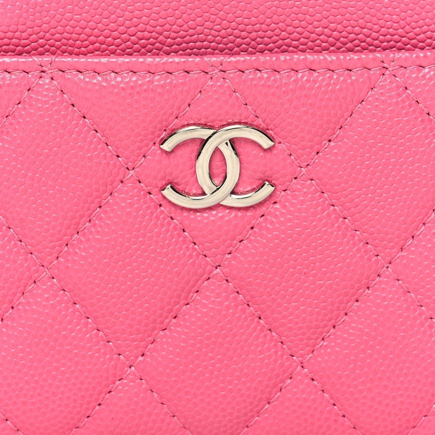 Caviar Quilted CC Zip Card Holder Dark Pink