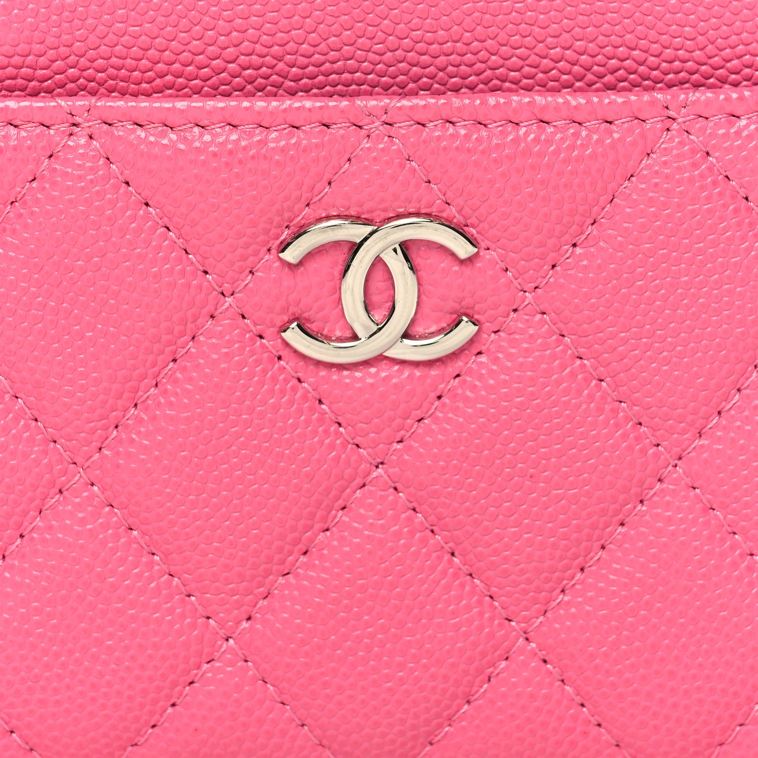 Chanel Caviar Quilted CC Zip Card Holder Dark Pink 8 of 12