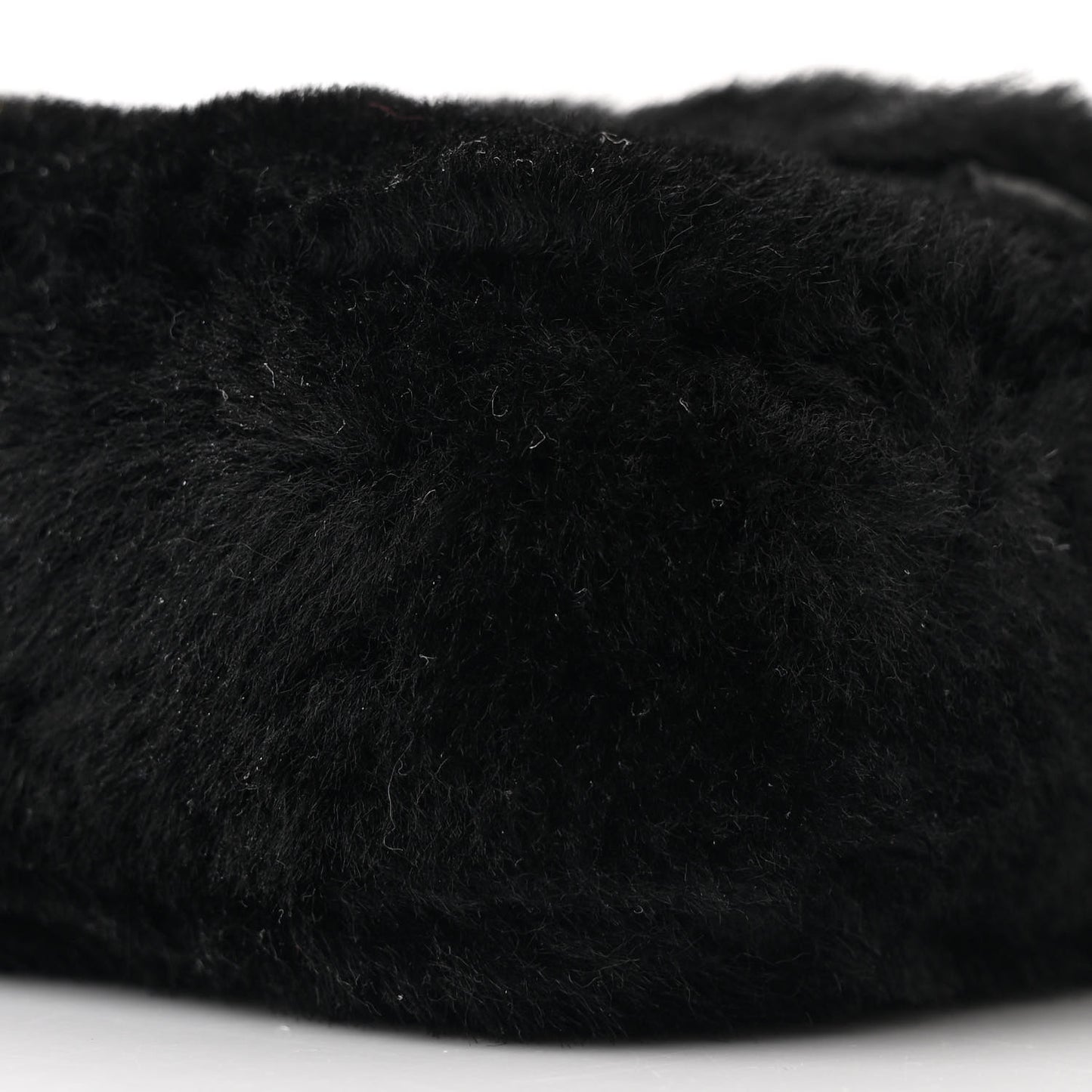 Shearling Shiny Nappa Micro Baguette Black