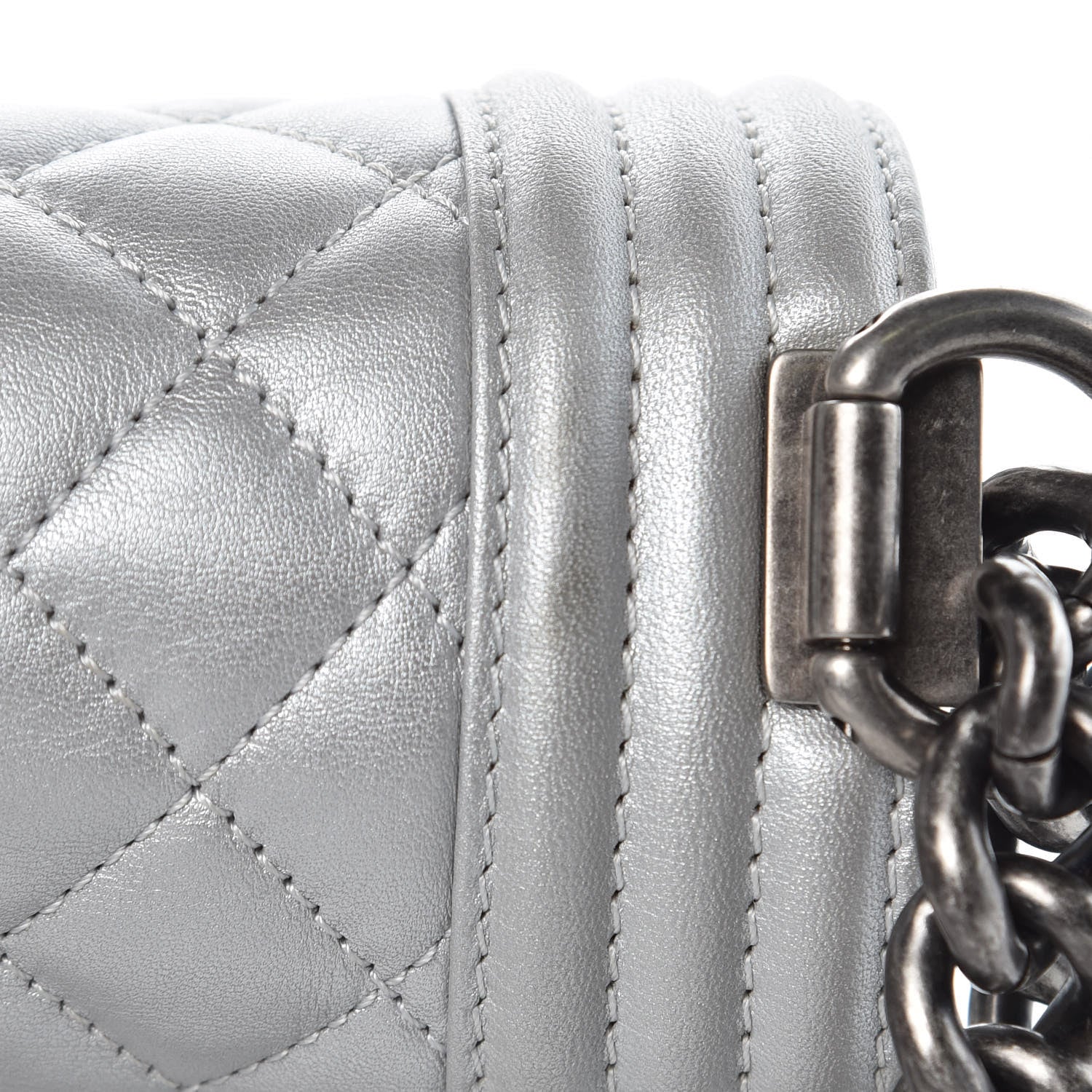 Chanel Metallic Calfskin Quilted Medium Boy Flap Silver 11 of 14