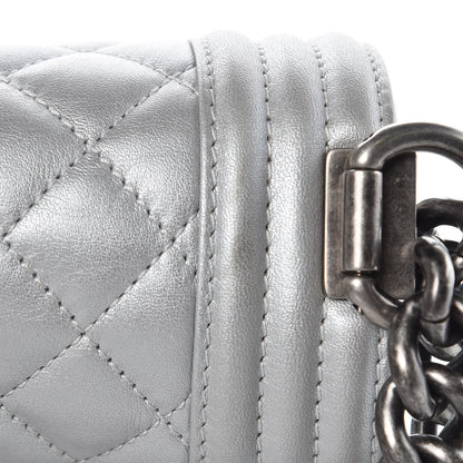 Chanel Metallic Calfskin Quilted Medium Boy Flap Silver 11 of 14