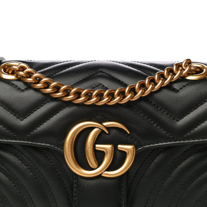 Gucci Calfskin Matelasse Mini GG Marmont Shoulder Bag Black 8 of 13