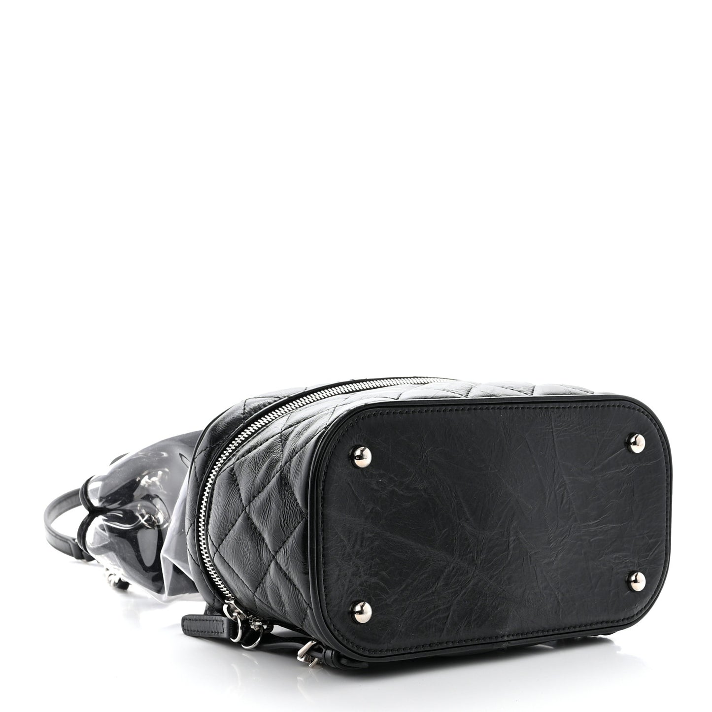 Crumpled Calfskin PVC Quilted Backpack Black