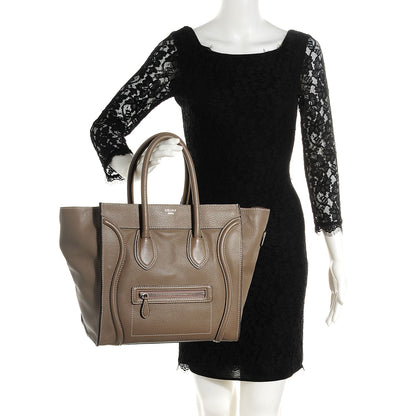 Celine Drummed Calfskin Mini Luggage Souris 2 of 8