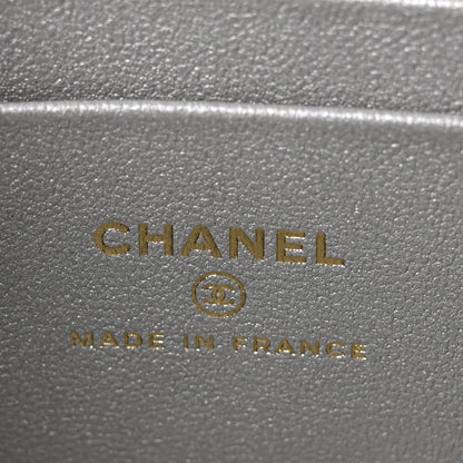 Chanel Metallic Caviar Quilted Top Handle Slim Vanity Case With Chain Silver 5 of 10