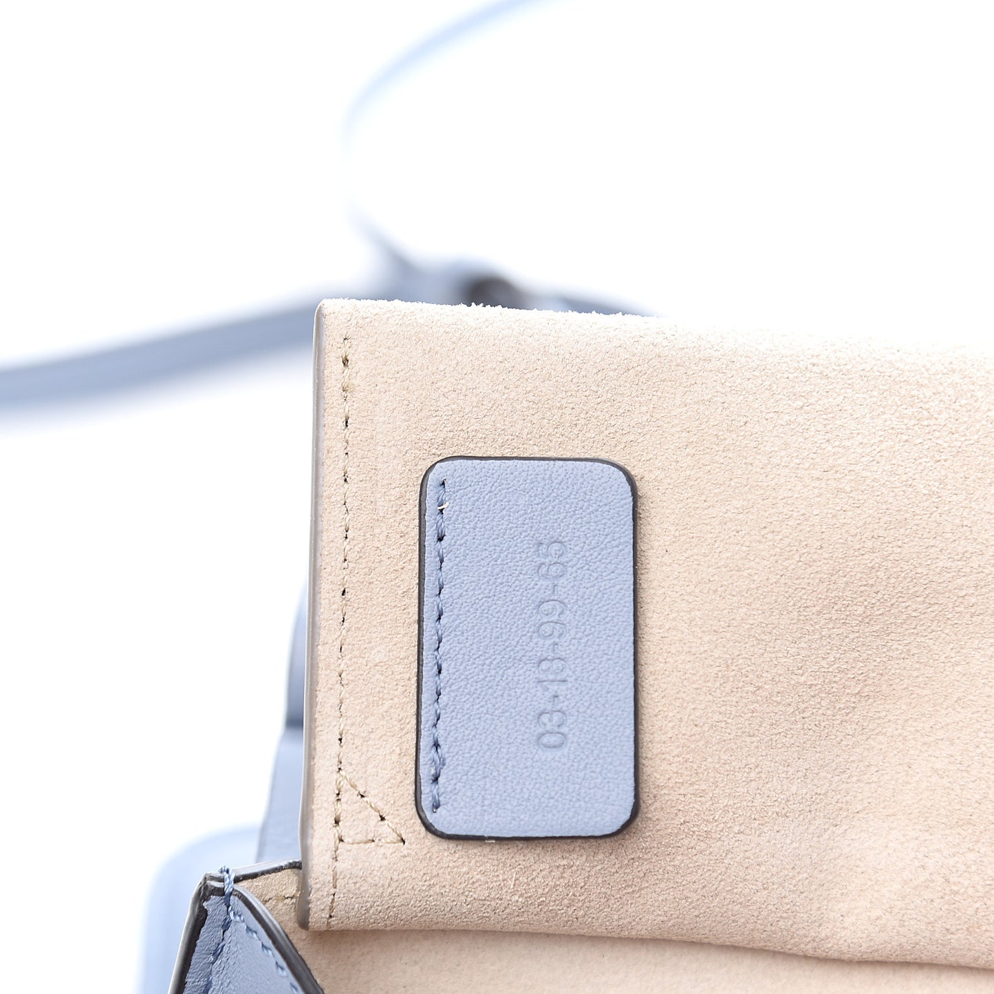 Suede Calfskin Mini Faye Bracelet Bag Washed Blue