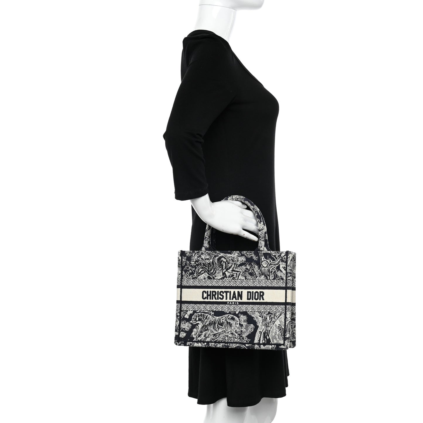 Canvas Embroidered Small Dioriviera Toile De Jouy Book Tote Blue