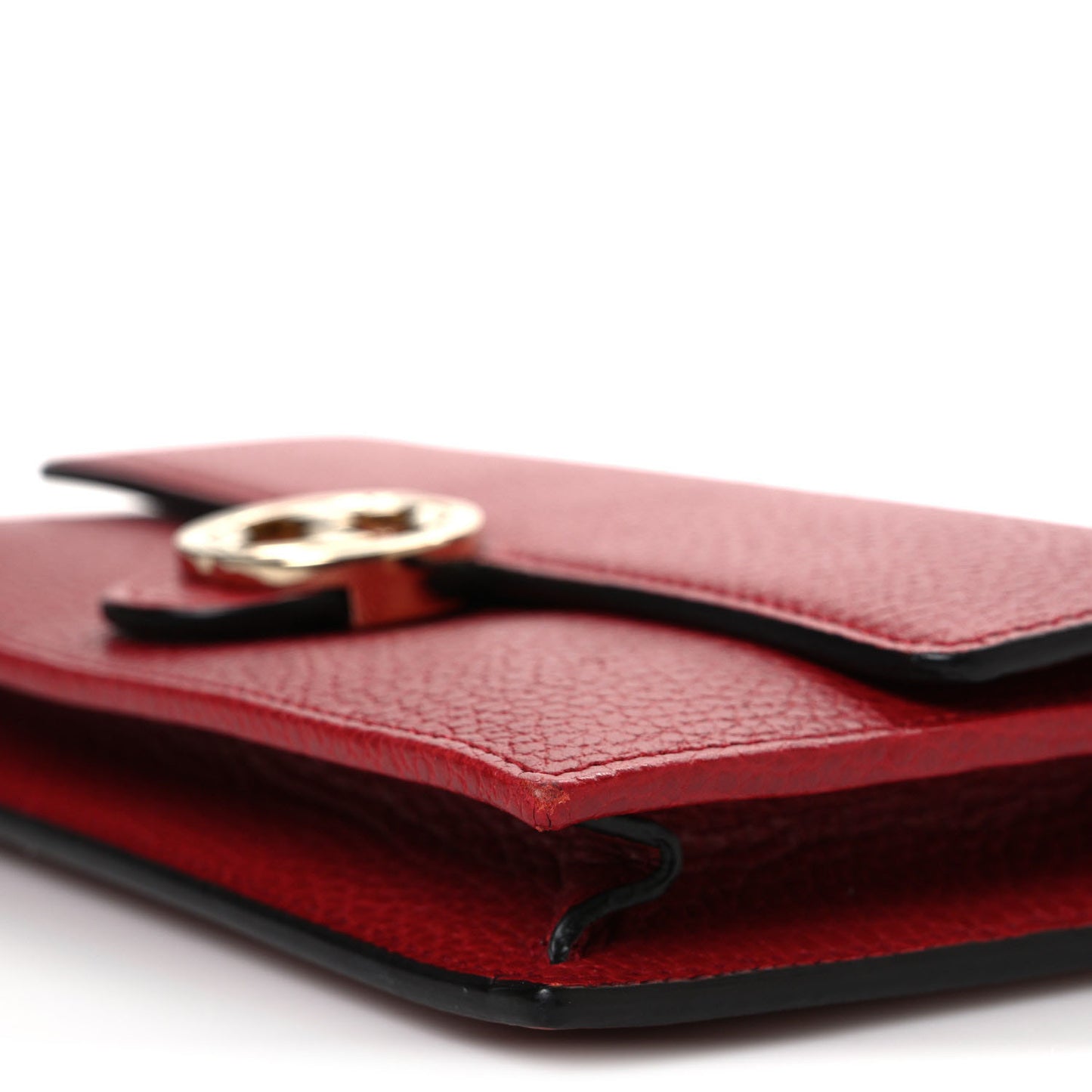 Dollar Calfskin Interlocking G Chain Wallet Red