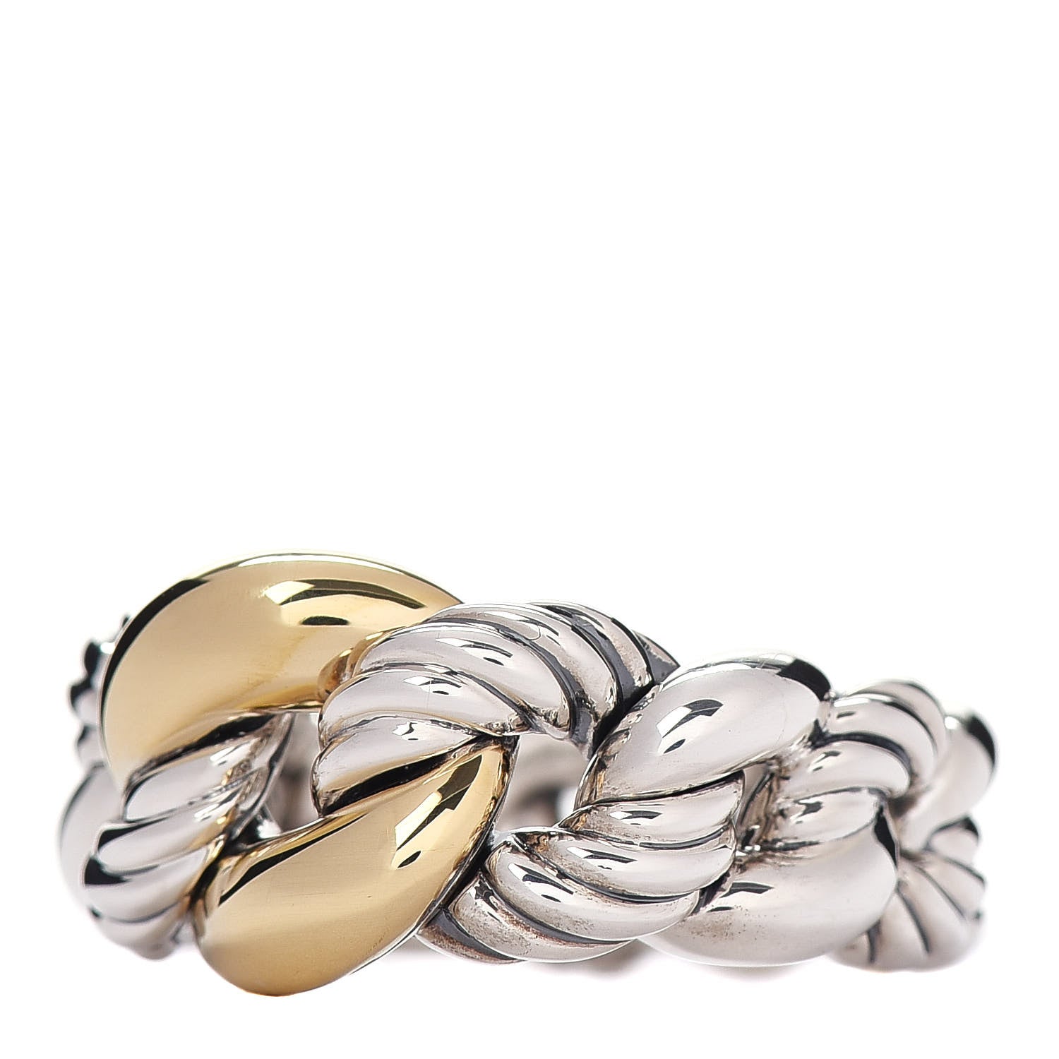 David Yurman Sterling Silver 18K Yellow Gold Belmont Ring 54 6.75 3 of 5