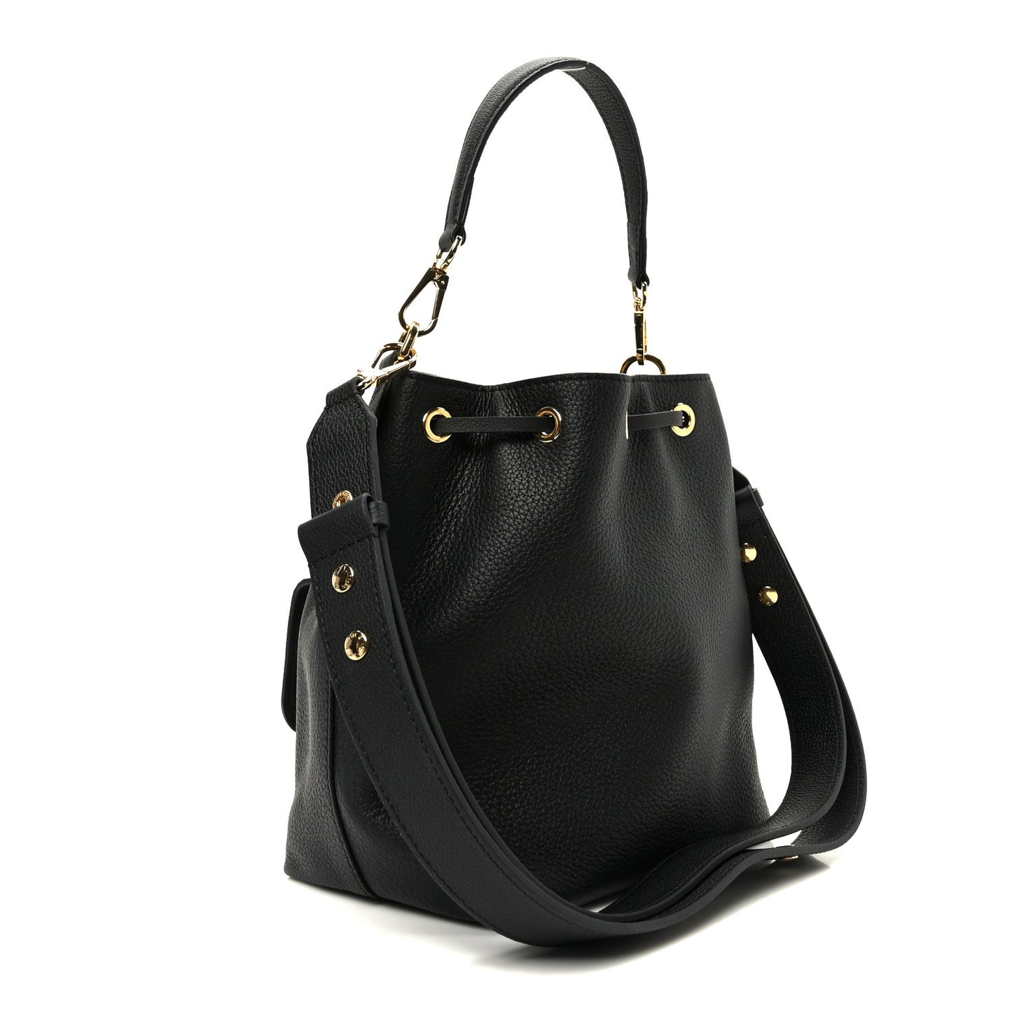 Calfskin Lockme Bucket MM Black