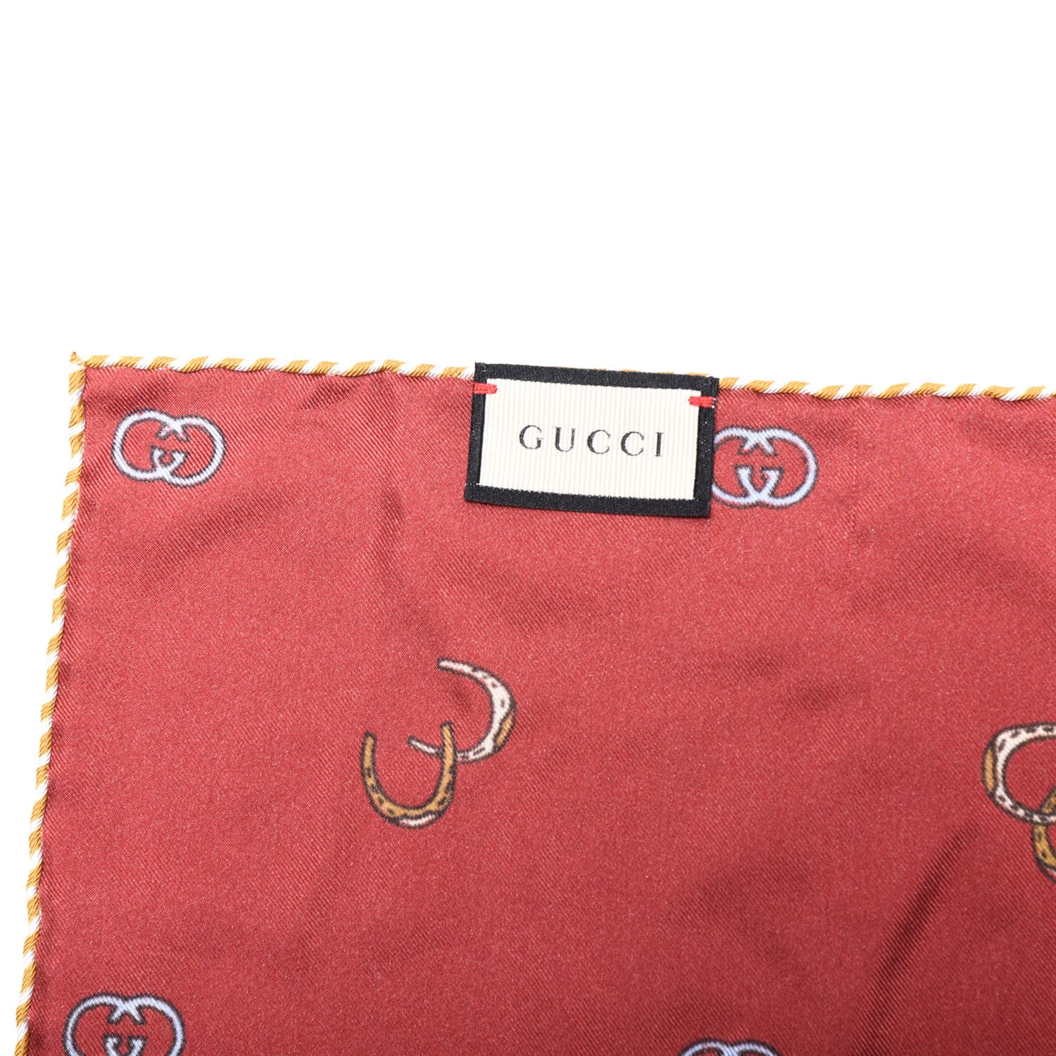 Gucci Silk Twill Poket Logos Pocket Square Red 2 of 3