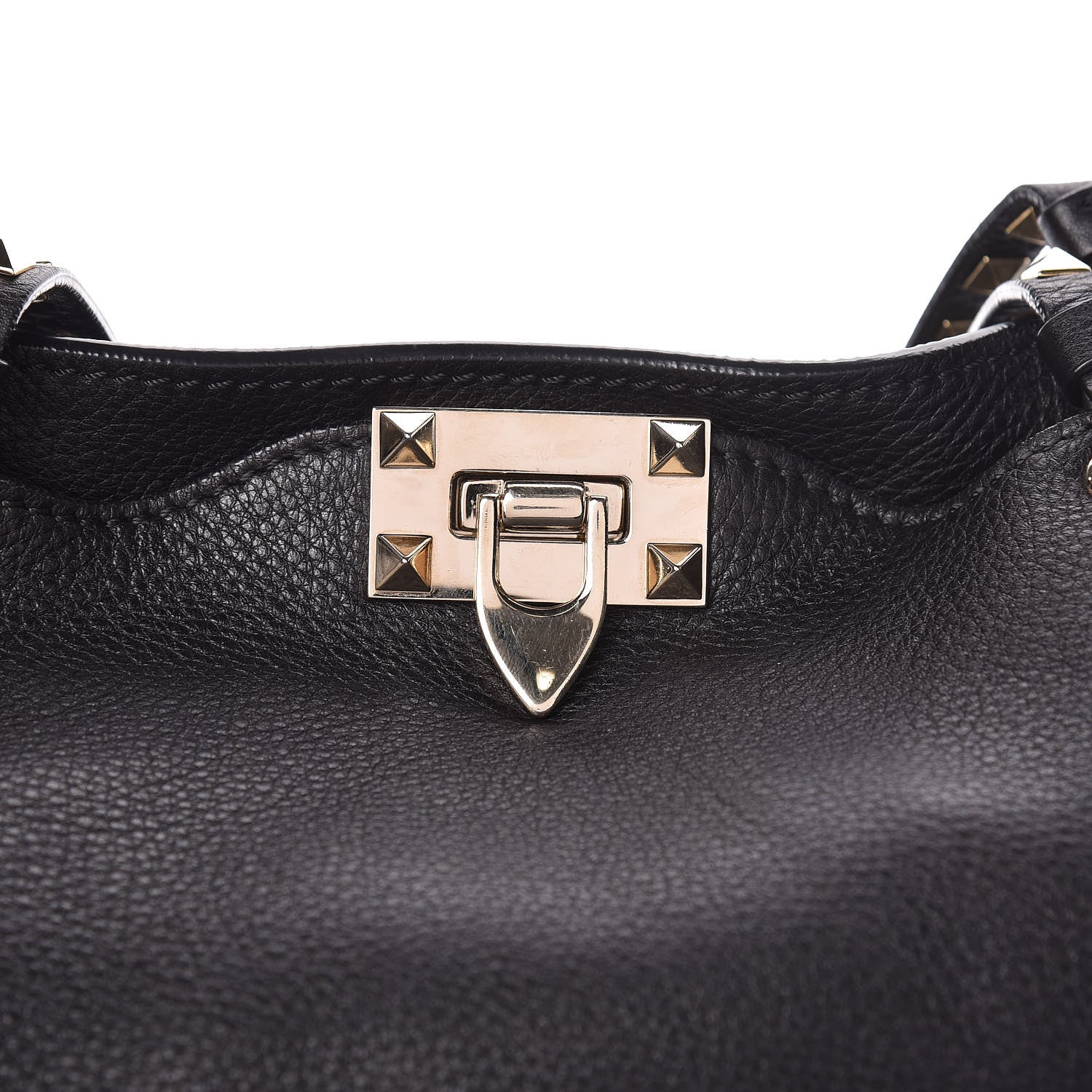 Valentino Garavani Alce Printed Calfskin Medium Rockstud Tote Black 10 of 10