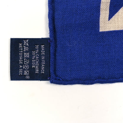 Hermes Cashmere Silk Op'H Shawl 140 Indigo Naturel Rose 5 of 5