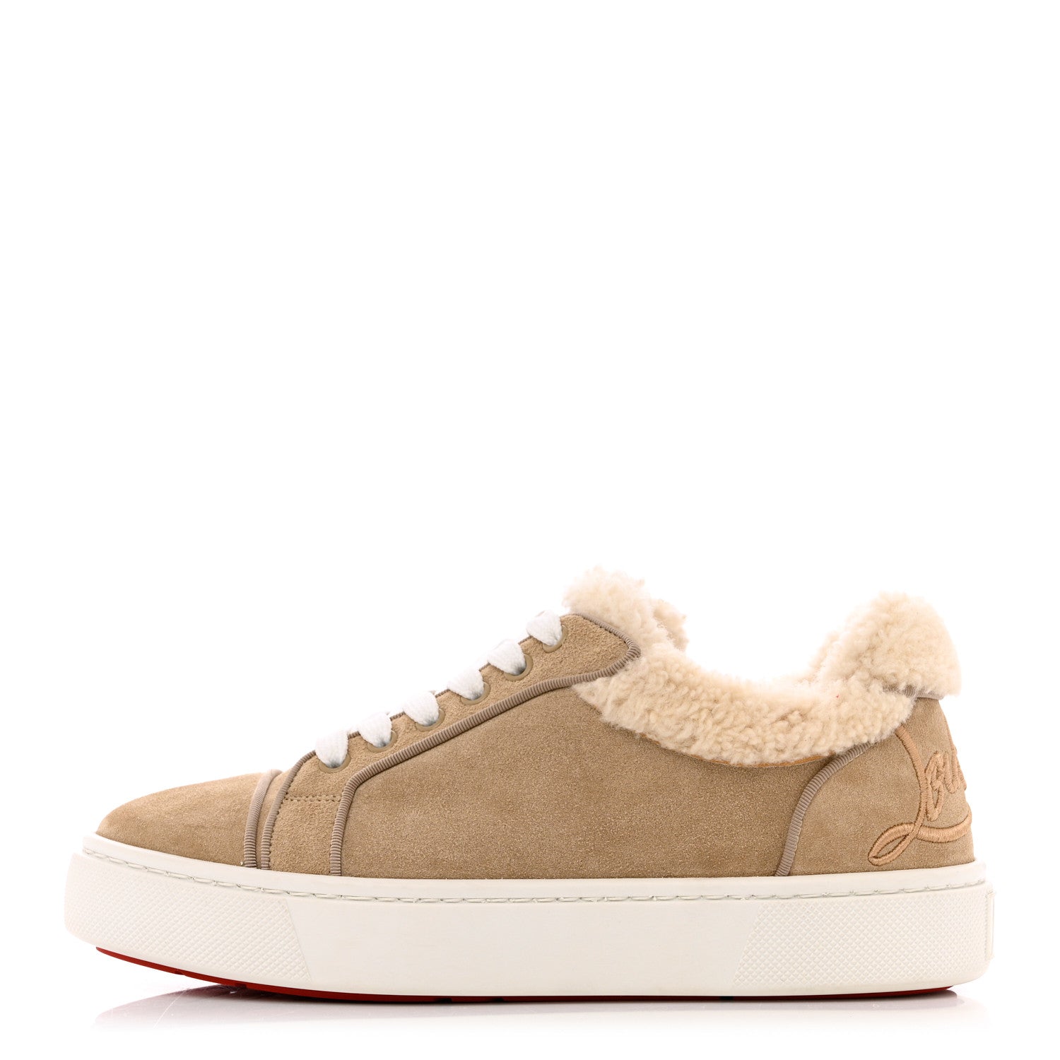 Christian Louboutin Suede Shearling Fun Vierissima Flat Sneakers 38 Atlas 1 of 8