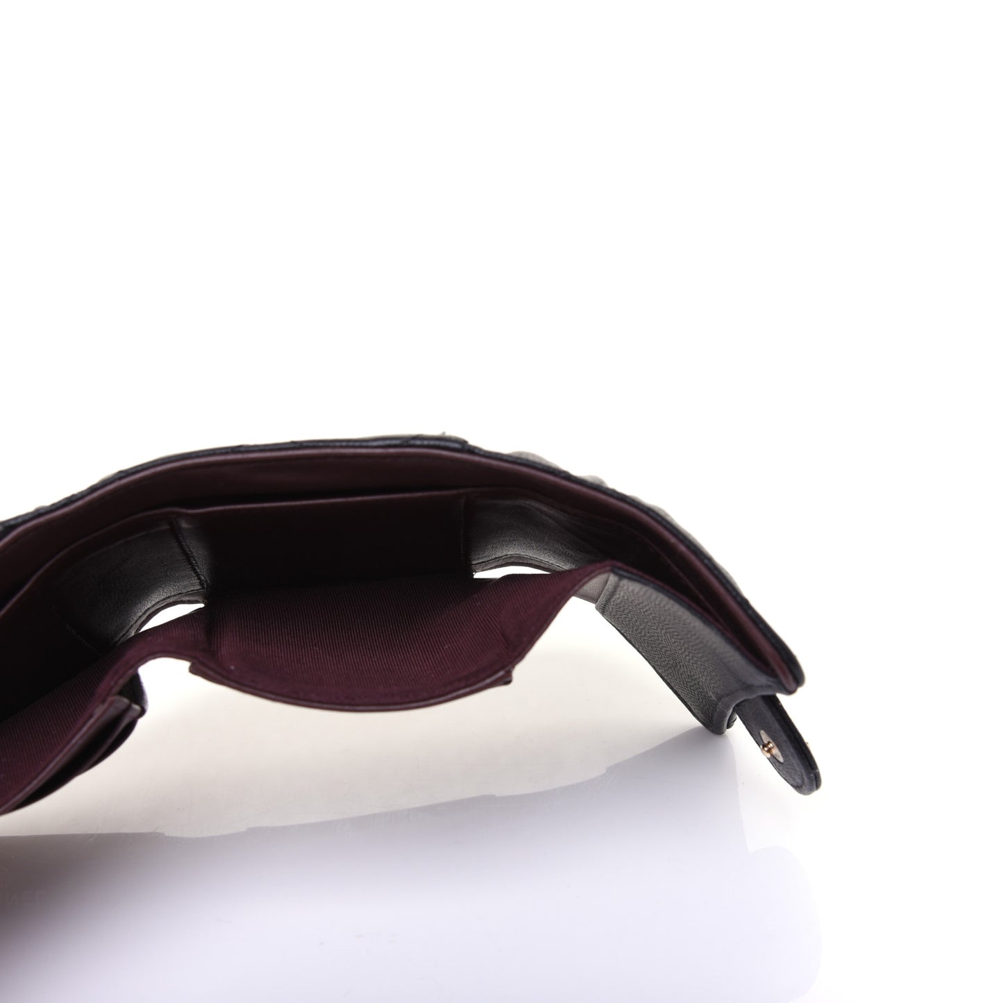 Caviar Quilted Compact Flap Wallet Black