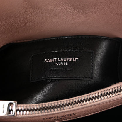 Saint Laurent Sheepskin Matelasse Chevron Monogram Medium College Bag Rose Poudre 6 of 13