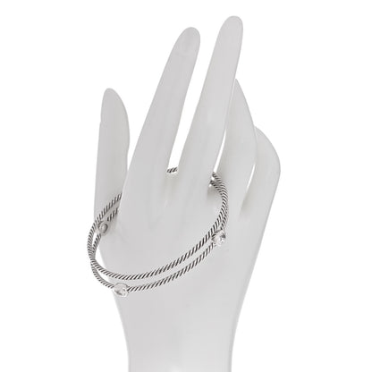 David Yurman Sterling Silver Crystal Color Classics Cable Bangle Bracelet Set of 2 2 of 5