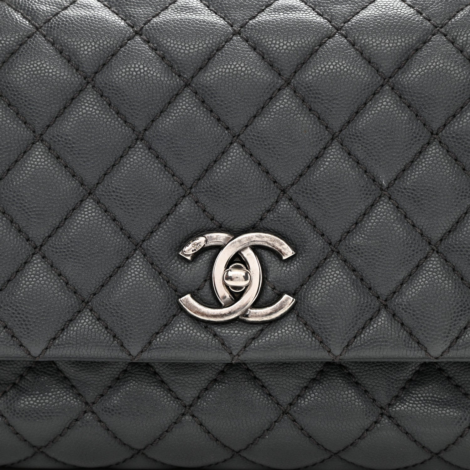 Chanel Caviar Quilted Small Coco Handle Flap Grey 8 of 15