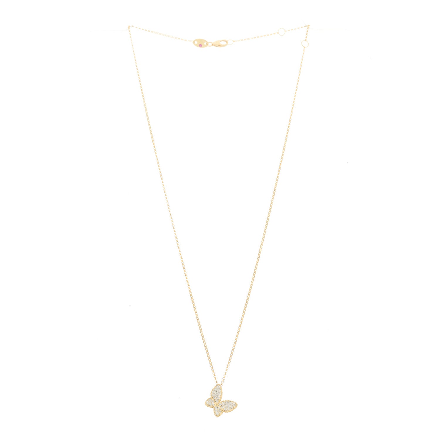 Roberto Coin 18K Yellow Gold Diamond Princess Butterfly Pendant Necklace 3 of 5