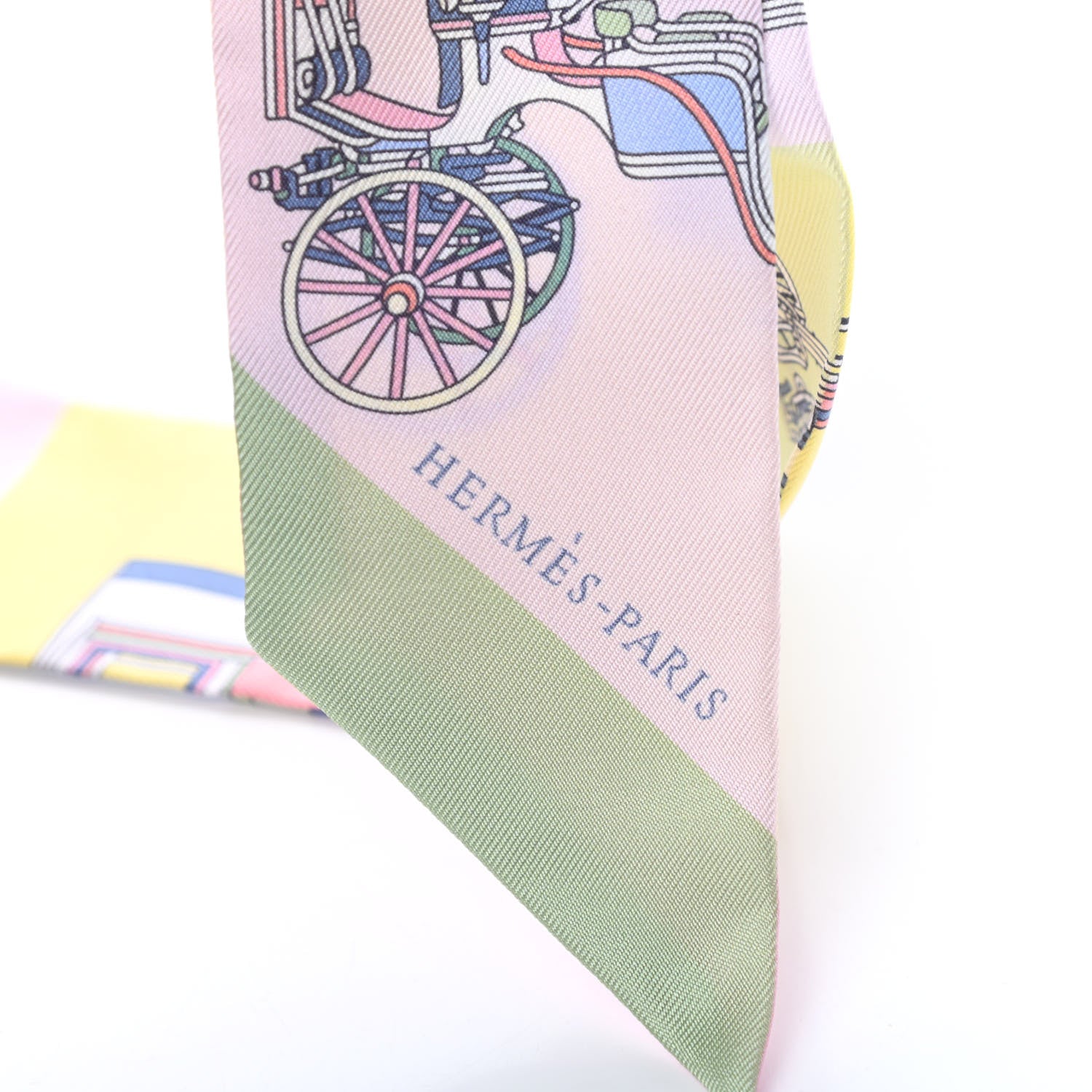 Hermes Silk Les Voitures Exquises Twilly Rose Pale Jaune Pale 3 of 4