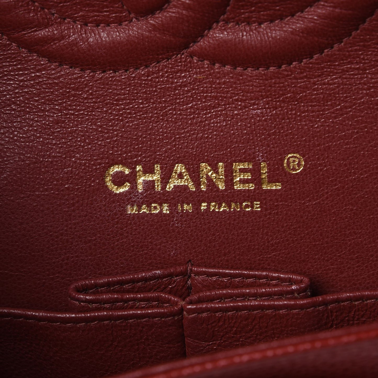 Caviar Quilted Medium Double Flap Dark Red
