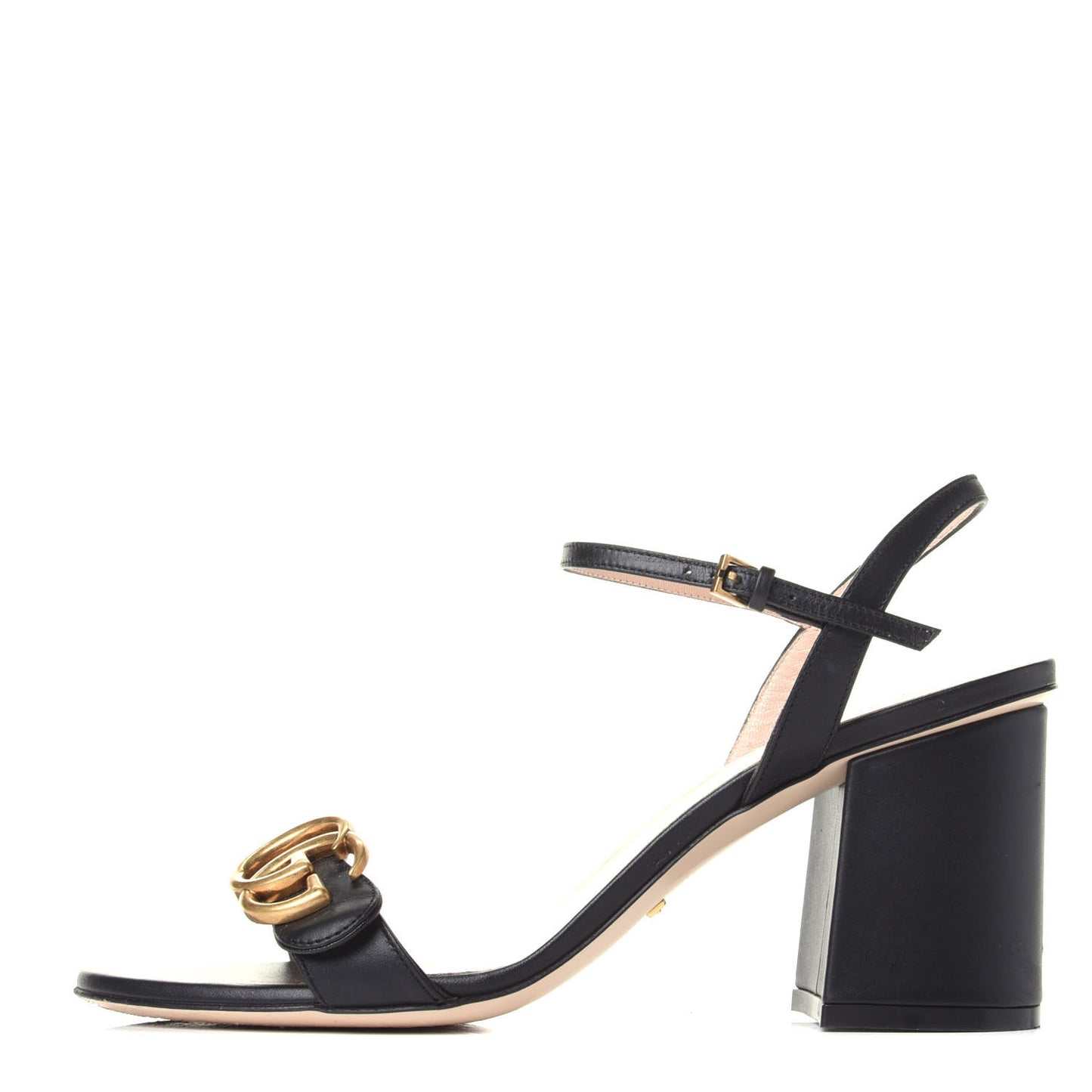 Lifford Calfskin GG Marmont Ankle Wrap 75mm Sandals 37.5 Black