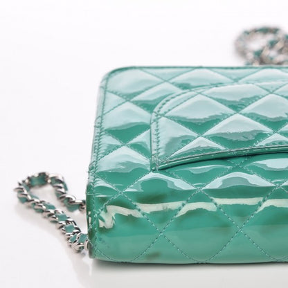 Chanel Patent Quilted Wallet On Chain WOC Green 14 of 15