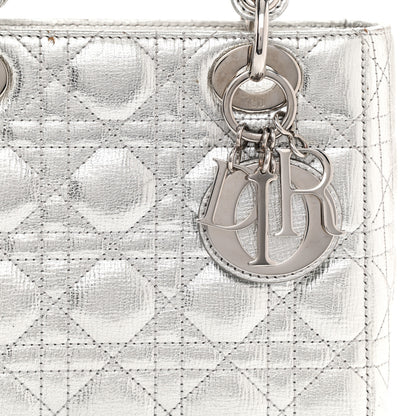 Christian Dior Metallic Grained Calfskin Cannage Small Lucky Badges My Lady Dior Silver 8 of 14