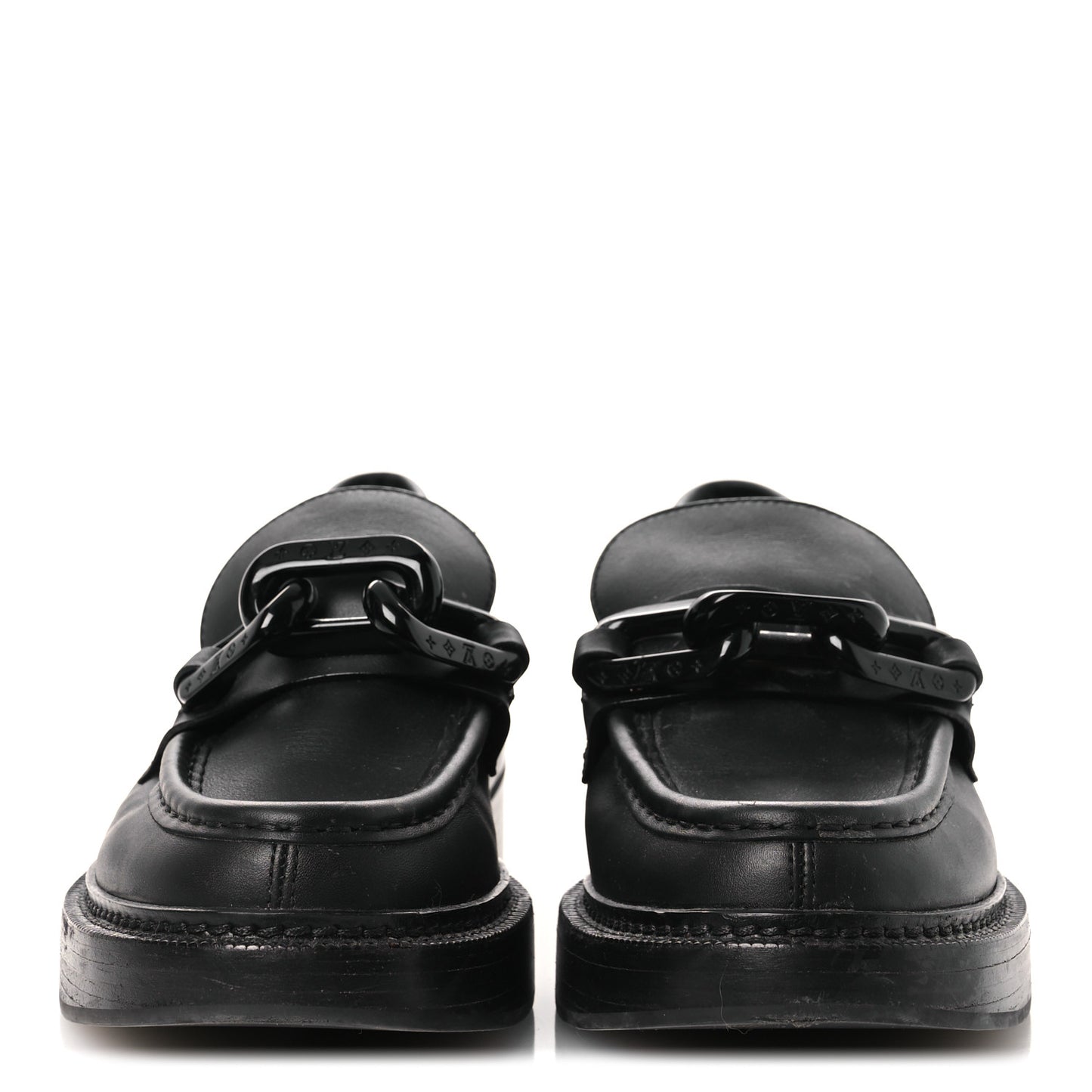 Calfskin Oversized Chain Academy Loafers 39 Black