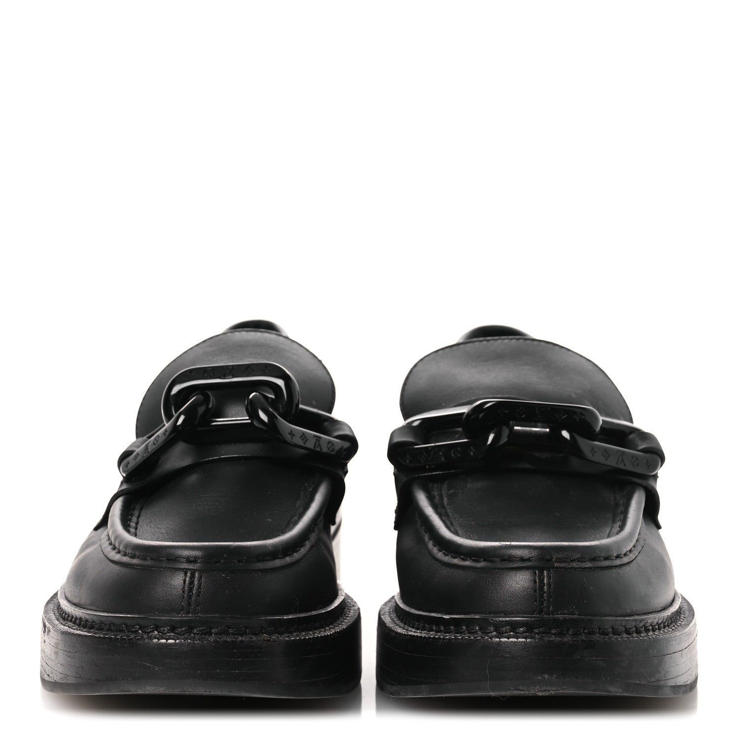 Louis Vuitton Calfskin Oversized Chain Academy Loafers 39 Black 3 of 14