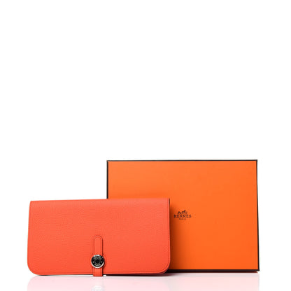 Hermes Togo Dogon Recto Verso Wallet Orange Poppy Rose Candy 12 of 12