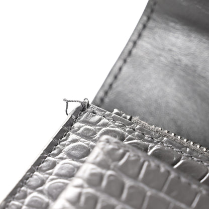 Saint Laurent Calfskin Crocodile Embossed Monogram Sunset Chain Wallet Asphalt 12 of 12