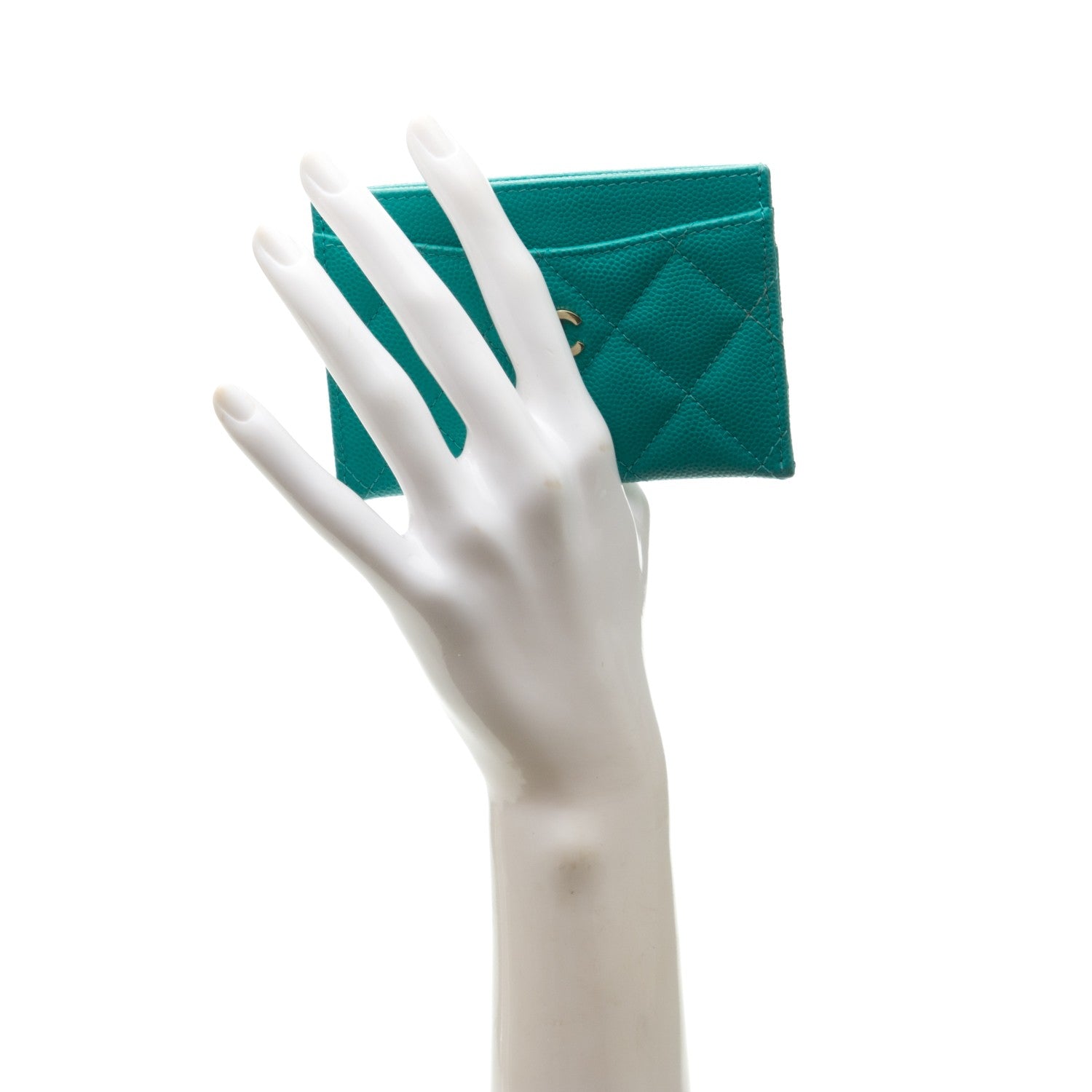 Chanel Caviar Quilted Card Holder Turquoise 2 of 8