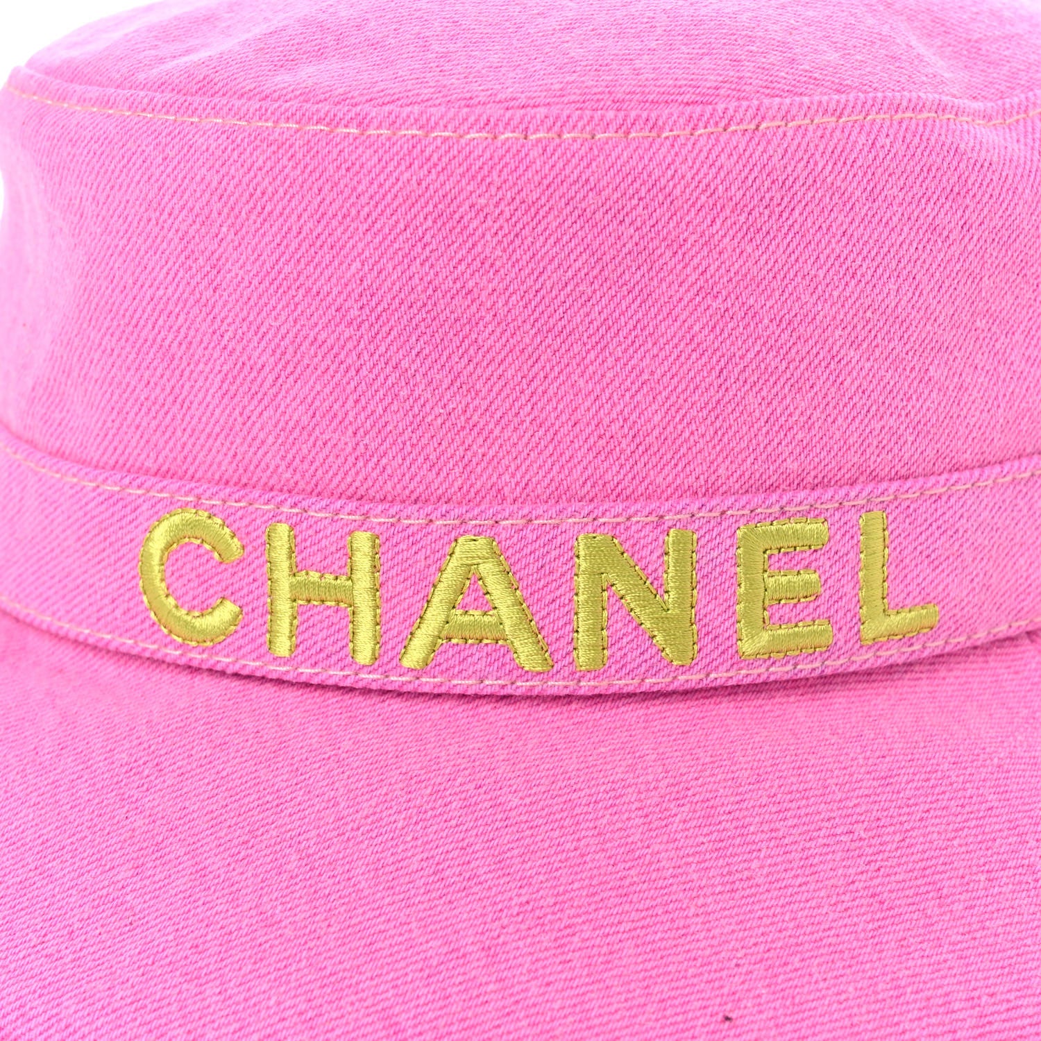 Chanel Denim Logo Bucket Hat M Pink Yellow 6 of 8