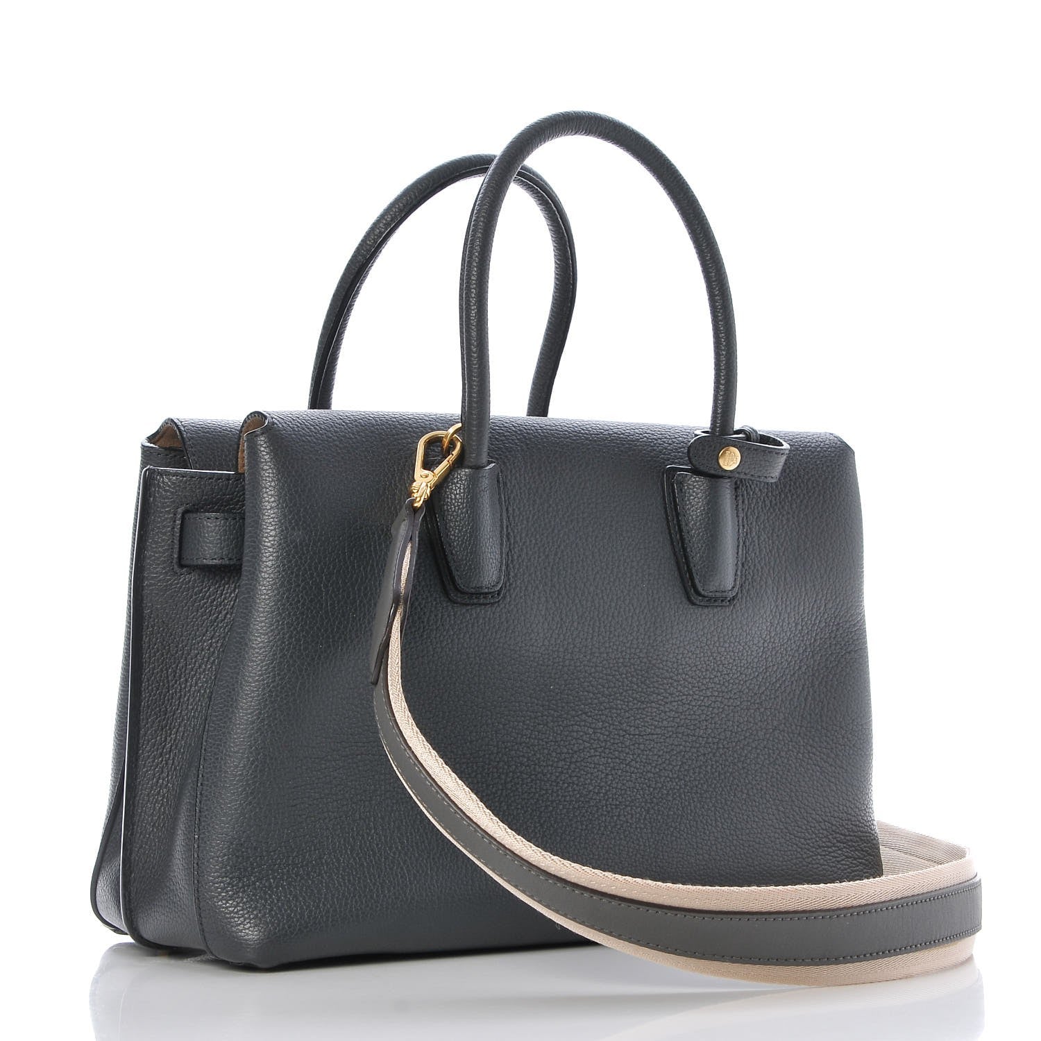 MCM Grained Calfskin Medium Milla Tote Phantom Grey 4 of 19