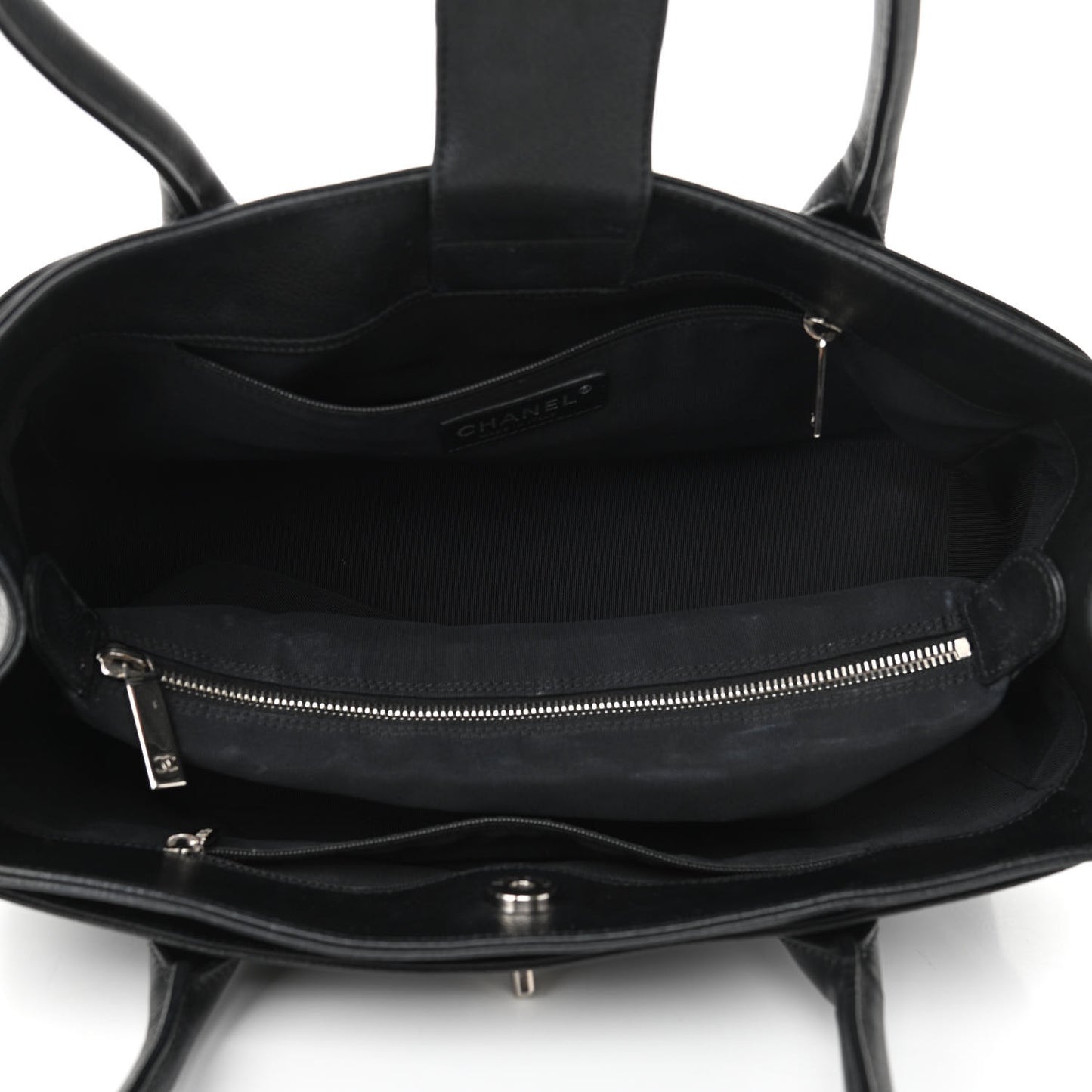 Calfskin Small Cerf Executive Shopper Tote Black