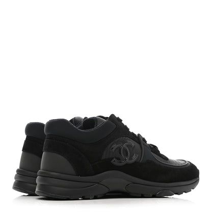 Chanel Nylon Calfskin Suede CC Sneakers 36 Black 4 of 8
