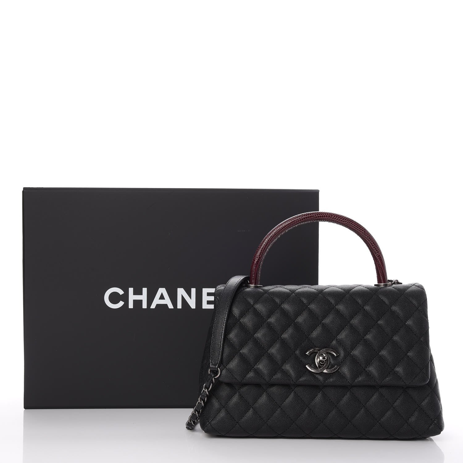 Chanel Caviar Lizard Quilted Small Coco Handle Flap Black 9 of 9
