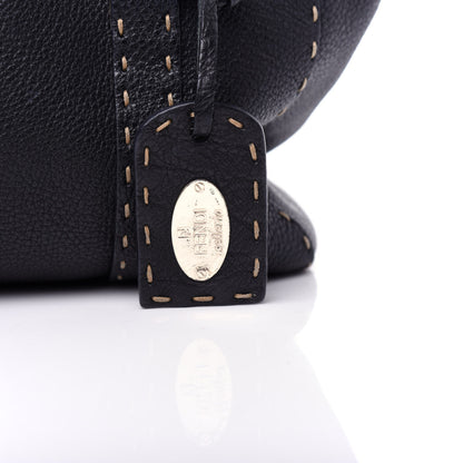 Fendi Calfskin Romano Selleria Medium Linda Satchel Black 10 of 11